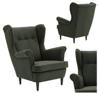 Fotel uszak skandynawski szary antracyt aksamit welur Ari Family Meble