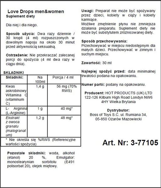 Supl.diety-Love Drops (M+W) 30Ml zdjęcie 2
