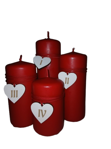 Zestaw świec adwentowych z numerami 1,2,3,4 w kolorze czerwone matowe na Arena.pl