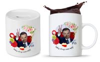 Zestaw Andrzej Duda Pis Prezent Kubek + Skarbonka Z Nadrukiem Ze Zdjęciem