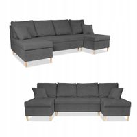 Narożnik Wigo BIG rozkładany z funkcją spania Family Meble welur szar