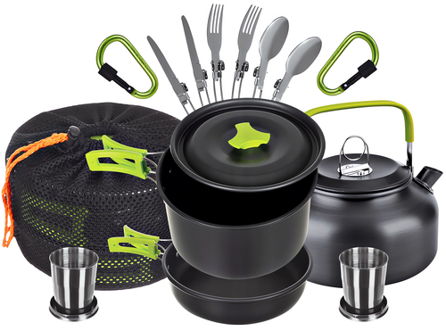 NACZYNIA TURYSTYCZNE ZESTAW GARNKÓW SZTUĆCE POD NAMIOT BIWAK CZAJNIK XXL na Arena.pl