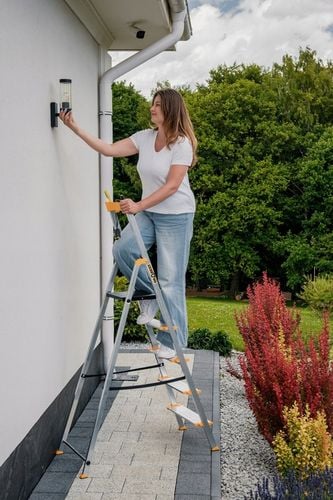 Drabina aluminiowa domowa PÓŁKA 5 stopniowa SZEROKIE stopnie DRABEST na Arena.pl