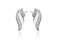 Delikatne rodowane srebrne kolczyki celebrytka skrzydła skrzydełka wings cyrkonie srebro 925 Z1727E