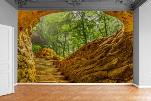 Fototapeta JASKINIA LAS SCHODY KAMIENNE 130x80 na Arena.pl