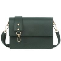 VERA PELLE torebka damska skórzana listonoszka z klapą V606 c.zielona