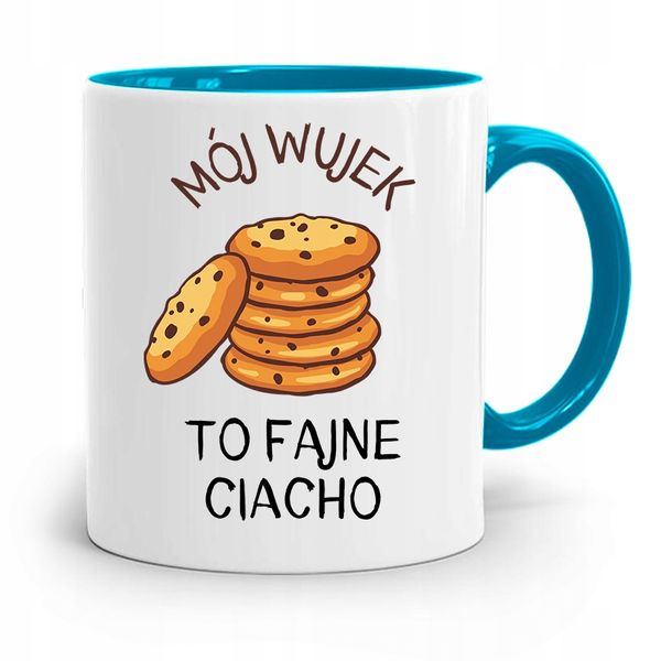 Kubek Błękitny Prezent Dla Wujka Fajne Ciacho Z Nadrukiem Ze Zdjęciem zdjęcie 1