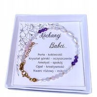 Bransoletka z kamieni naturalnych prezent dla babci perła opal dzień babci