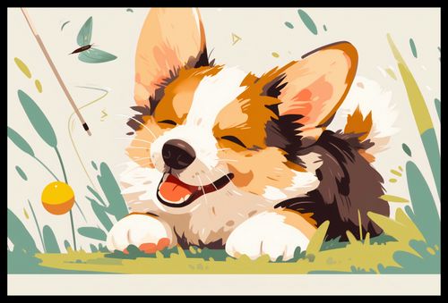 Plakat 60x40cm Beztroski Corgi na Arena.pl