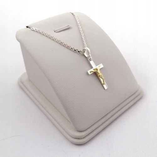 SREBRNY ŁAŃCUSZEK NASZYJNIK Z KRZYŻYKIEM PRÓBA 925 DLA CHŁOPCA NA CHRZEST na Arena.pl