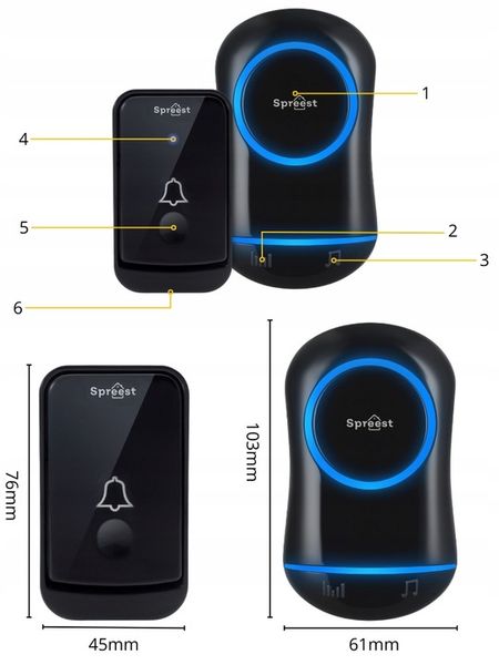DZWONEK BEZPRZEWODOWY DO DRZWI DO FURTKI NA BATERIE WODOODPORNY 2 PRZYCISKI zdjęcie 12