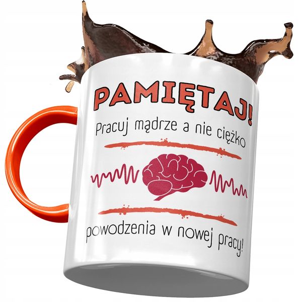 Kubek Pomarańczowy Na Pożegnanie Z Pracy Prezent Z Nadrukiem Ze Zdjęciem zdjęcie 1