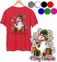 KOSZULKA DZIECIĘCA T-SHIRT NADRUK - ŚWIĘTA PREZENT BAŁWAN - XXXS 86-92