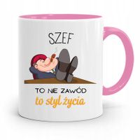 Kubek Różowy Prezent Dla Szefa To Styl Życia Z Nadrukiem Ze Zdjęciem