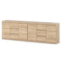 Komoda Dąb Sonoma 240cm Duże 6 Szuflad Nowoczesna Pojemna Duża Szafka Rtv