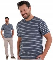 T-shirt Męski Bawełniany w Paski Klasyczny Krótki Rękaw Koszulka MORAJ 3XL