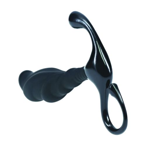 Rippled With Hard Loop Silicone Prostate Massager - L - Black na Arena.pl