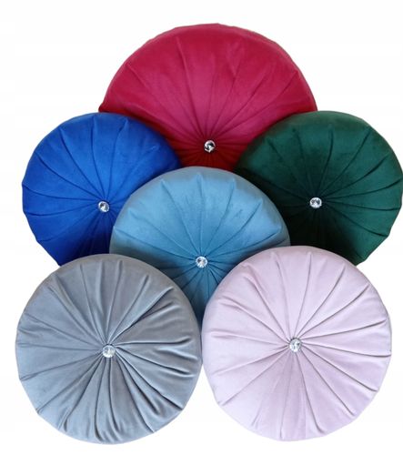 Poduszka dekoracyjna ozdobna okrągła welur zielona na Arena.pl