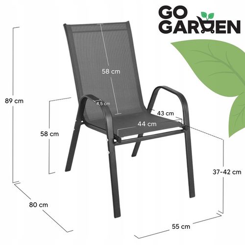 KRZESŁO OGRODOWE METALOWE TARASOWE BALKONOWE FOTEL TARAS BALKON SZARE 4 SZT na Arena.pl