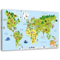 OBRAZ DO POKOJU DZIECKA Mapa Zwierzęta