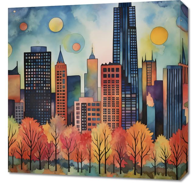 Obraz 60x60cm Panorama Malowniczego Miasta zdjęcie 1