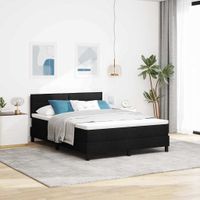 Łóżko sprężynowe z materacem z LED Czarny 160 x 200 cm tkanina