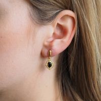 Kolczyki z Onyksem – ręcznie wykonane, srebro pozłacane 925