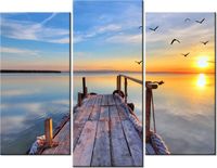 70 90CM OBRAZ 3 ELEM DREWNIANY POMOST ŚCIENNY DRUK PŁÓTNO