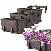 KADAX 3x Skrzynka Balkonowa Doniczka 40cm Uchwyty