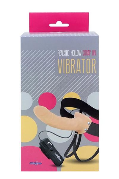 REALISTIC HOLLOW STRAP ON VIBRATOR 8INCH zdjęcie 1