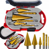 WIERTŁA STOPNIOWE STOŻKOWE OTWORNICE DO METALU 4-30 MM Z FREZAMI 6SZT HOLDX