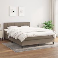 Łóżko kontynentalne z materacem, taupe, tkanina, 140x190 cm