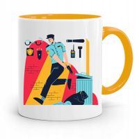 Kubek Żólty Prezent Dla Policjanta Policjantki Z Nadrukiem Ze Zdjęciem