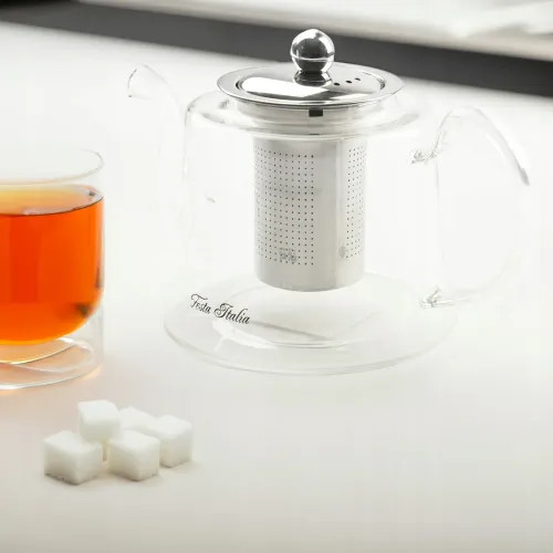 DZBANEK SZKLANY Z STALOWYM ZAPARZACZEM ZAPARZACZ DO HERBATY ZIÓŁ 1200 ML na Arena.pl