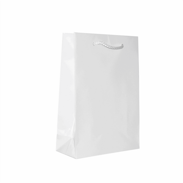 Torba laminowana na A4, 24 x 9 x 33 cm, biała błysk zdjęcie 1