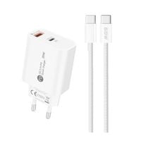ładowarka sieciowa 20w usb-a usb-c z kablem usb-c 1m - biała