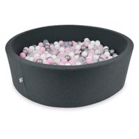 Suchy basen 130x40cm grafitowy z piłeczkami 700szt (jasnoróżowe, białe, srebrne, przezroczyste)