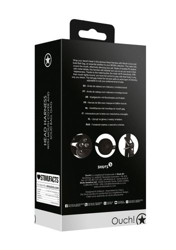 head harness with mouth cover and solid ball gag   black na Arena.pl