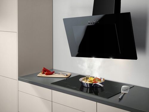 OKAP Kuchenny MAAN VERTICAL 60cm Czarny ŚCIENNY SZKŁO LED CICHY LUX na Arena.pl