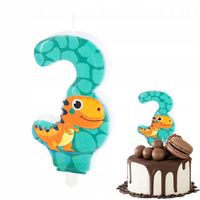 ŚWIECZKA URODZINOWA DINOZAUR DINO CYFERKA 3 ZIELONA NA IMPREZĘ URODZINOWĄ