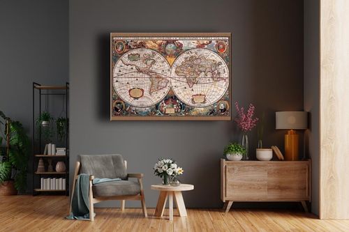 17Th Century World Map - Obraz na płótnie 120x90 na Arena.pl