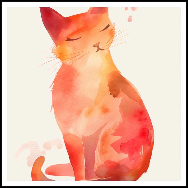 Plakat 100x100cm Akwarelowy Kot zdjęcie 3