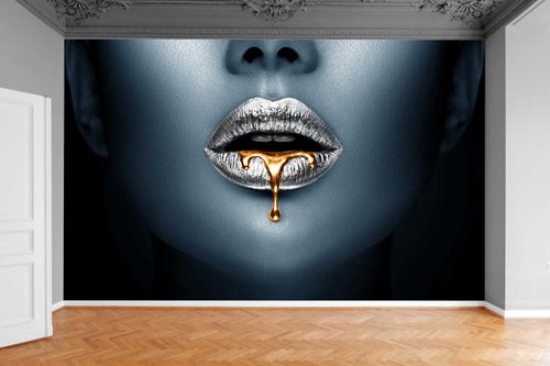 Fototapeta METALICZNE USTA KOBIETY SREBRNE KROPLE na Arena.pl