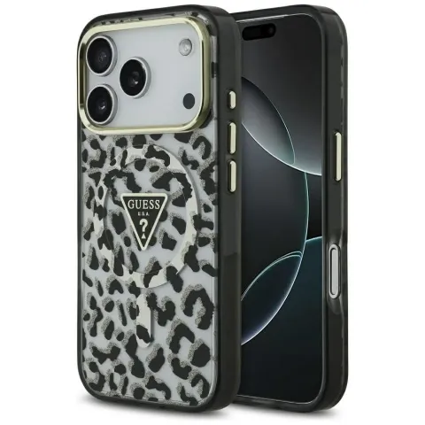 Etui Guess MagSafe do iPhone 17 Pro Leopard Glitter Black zdjęcie 1