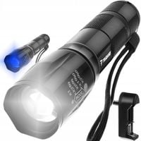 LATARKA TAKTYCZNA WOJSKOWA MOCNA SZPERACZ CREE XPE LED ZOOM Z UV AKU + ETUI