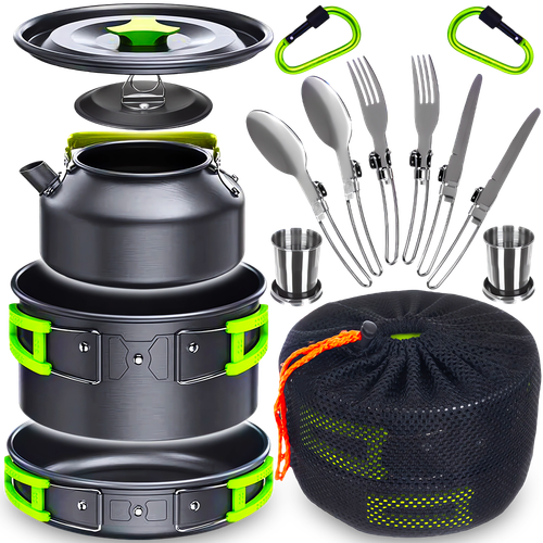 NACZYNIA TURYSTYCZNE ZESTAW GARNKÓW SZTUĆCE POD NAMIOT BIWAK CZAJNIK XXL na Arena.pl