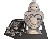 ZNICZ LAMPION NA GRÓB SERCE SZKLANE SKOS SENTENCJA+WKŁAD