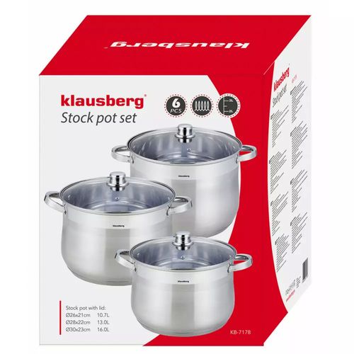 zestaw 3 dużych garnków klausberg 10/13/16l kb-7178 na Arena.pl