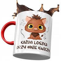 Kubek Czerwony Śmieszny Każda Loszka Kwiczy Z Nadrukiem Ze Zdjęciem
