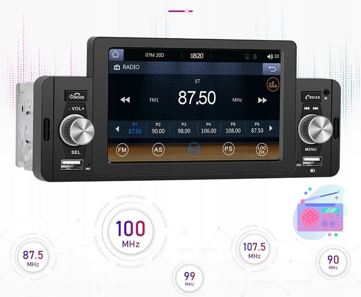 RADIO SAMOCHODOWE 1 DIN USB DOTYKOWE ANDROID AUTO CARPLAY MIRROR LINK zdjęcie 4